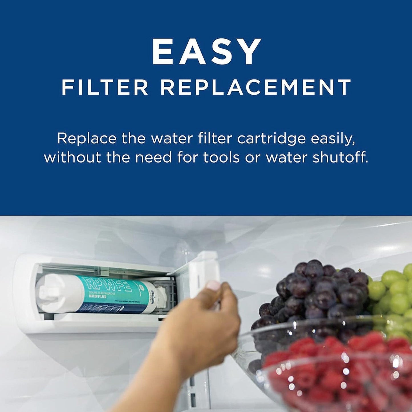 GE RPWFE Refrigerator Water Filter, 300 gallons per filter change